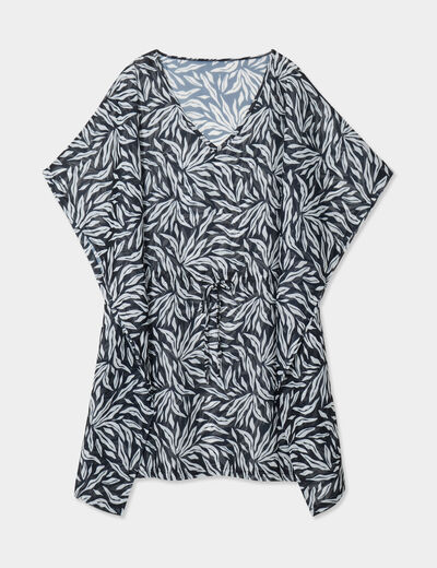 Robe de plage manches 3/4 noir femme