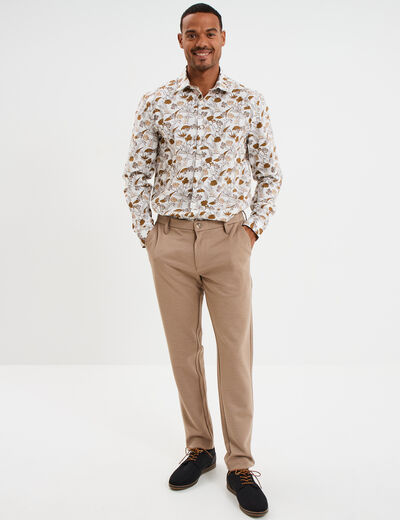 Chemise ajust&eacute;e manches longues ecru homme