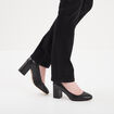 Escarpins à talons carrés en cuir noir femme