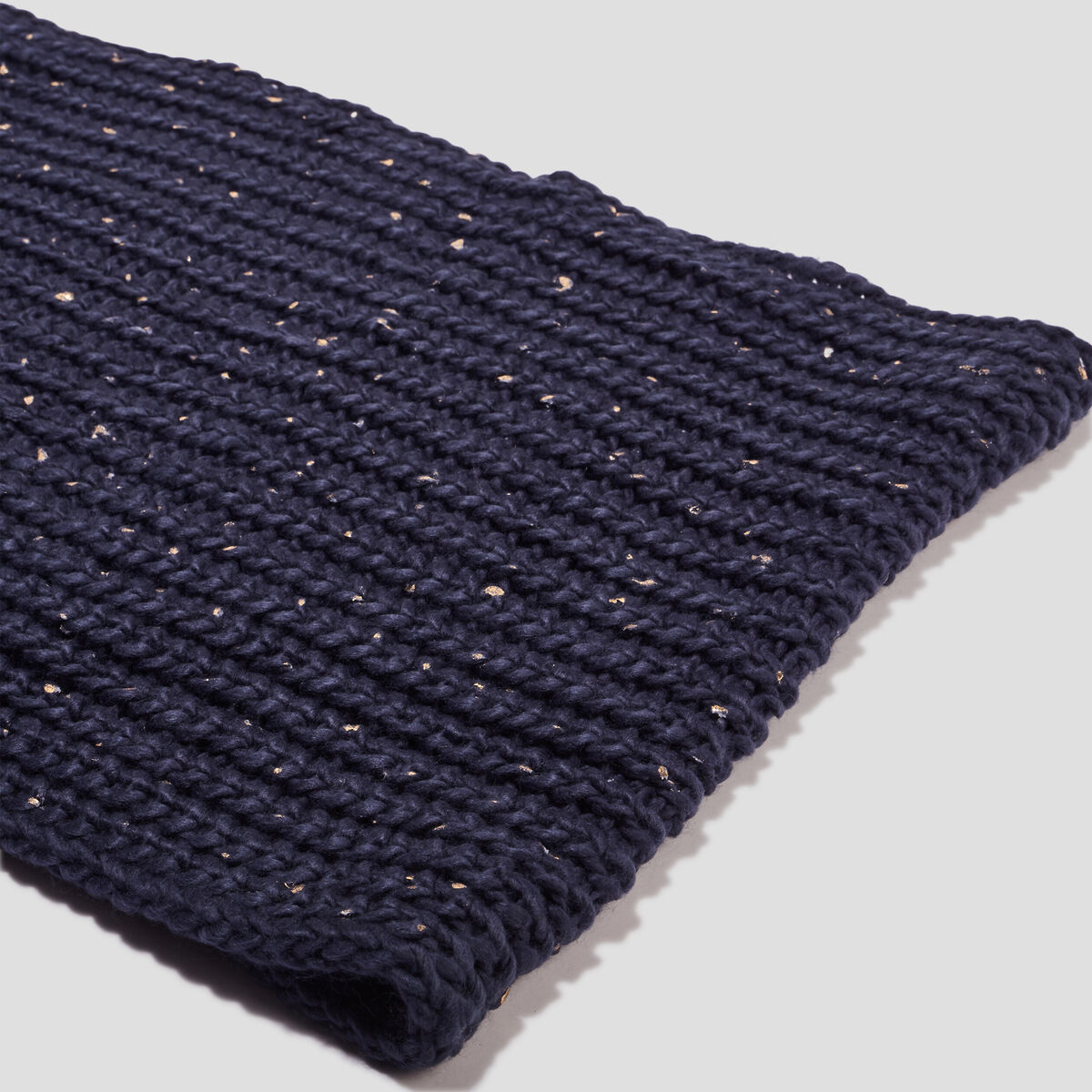 Tour de cou tricoté bleu marine femme