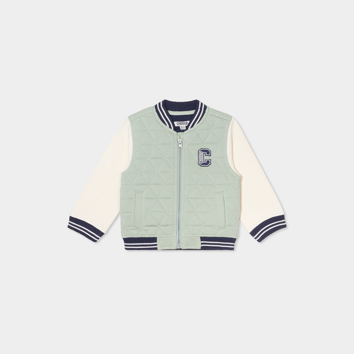 Gilet zipp&eacute; matelass&eacute; col teddy vert pastel b&eacute;b&eacute; gar&ccedil;on
