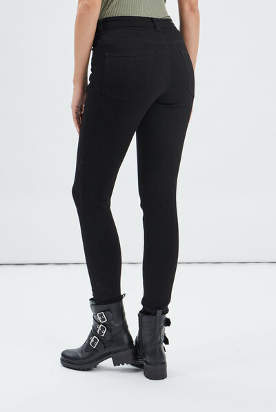 Pantalon skinny détails zippés noir femme