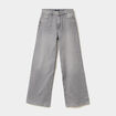 Jean large taille haute coton denim gris femme