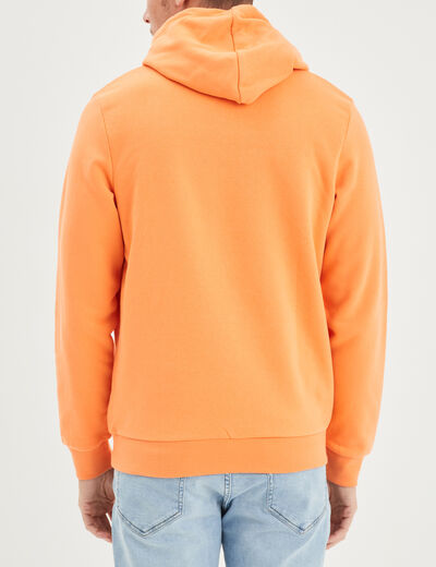 Sweat molleton à capuche hoodie orange corail homme