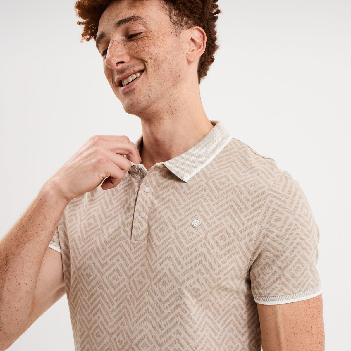 Polo slim manches courtes stretch gris homme