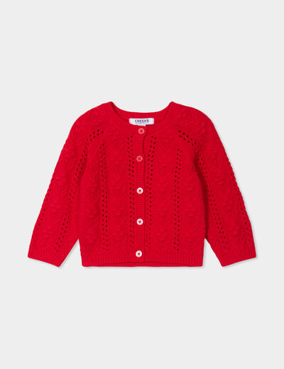 Gilet boutonné ajouré Creeks rouge bébé fille