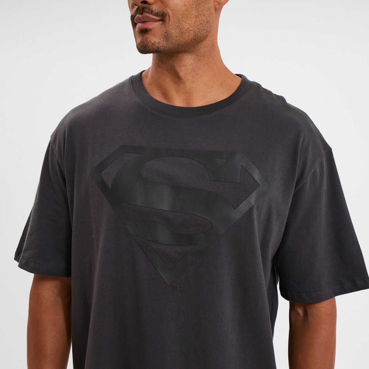 T-shirt manches courtes coton Superman gris fonc&eacute; homme