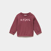 Sweat molletonn&eacute; boutons &eacute;paules bordeaux b&eacute;b&eacute; fille