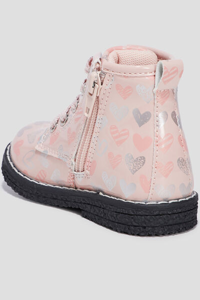 Bottines à lacets rose bébé fille