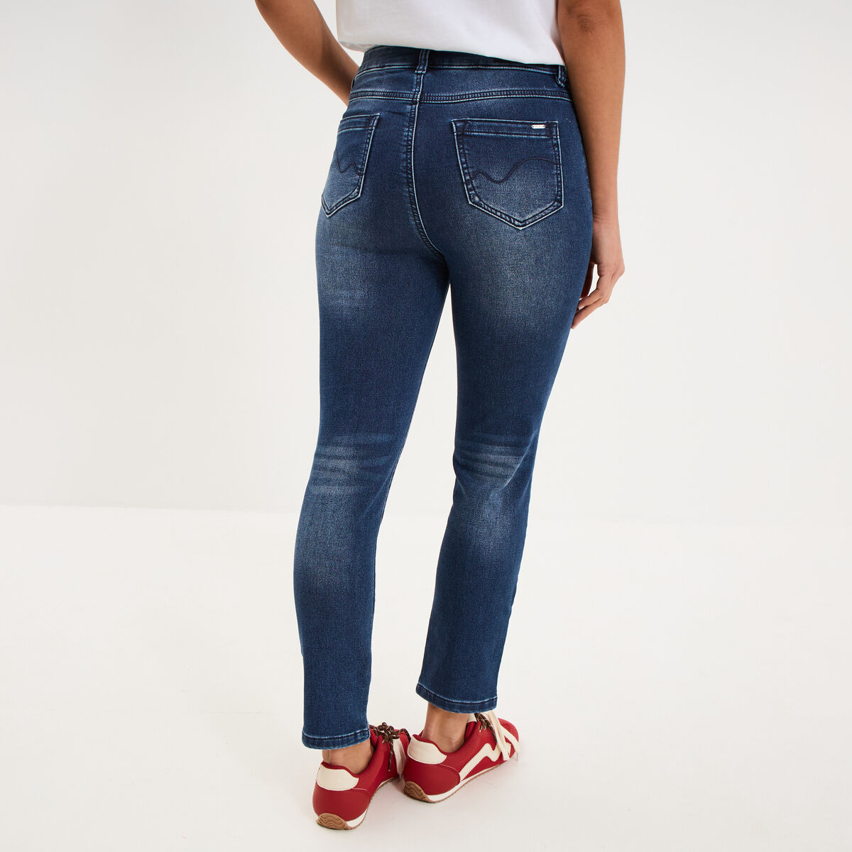 Jean stretch slim 7/8 &egrave;me denim brut femme