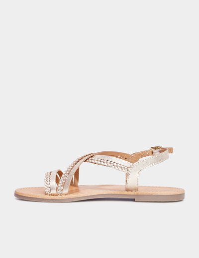 Sandales brides tressées en cuir Creeks jaune or fille