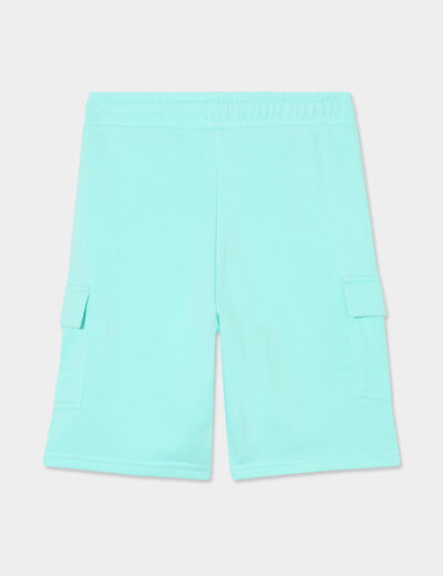 Bermuda cargo poches côtés bleu turquoise garçon