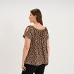 T-shirt gaufr&eacute; avec manches &agrave; noeuds beige clair femme grande taille