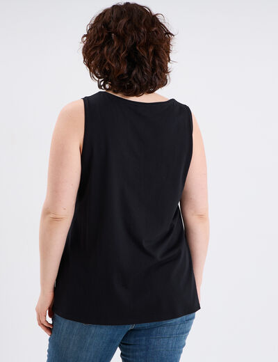 Débardeur ajusté sans manches coton noir femme grande taille