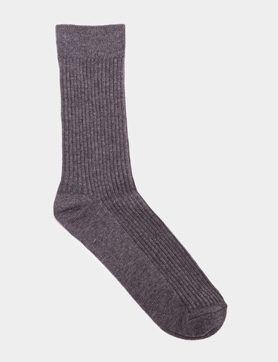 Lot 2 paires chaussettes côtelées gris foncé homme