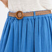 Jupe longue gaze de coton ceintur&eacute;e bleu fonc&eacute; femme