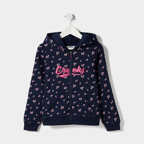 Sweat zippé à capuche Creeks bleu marine fille