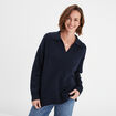 Pull col polo manches longues Creeks bleu fonc&eacute; femme