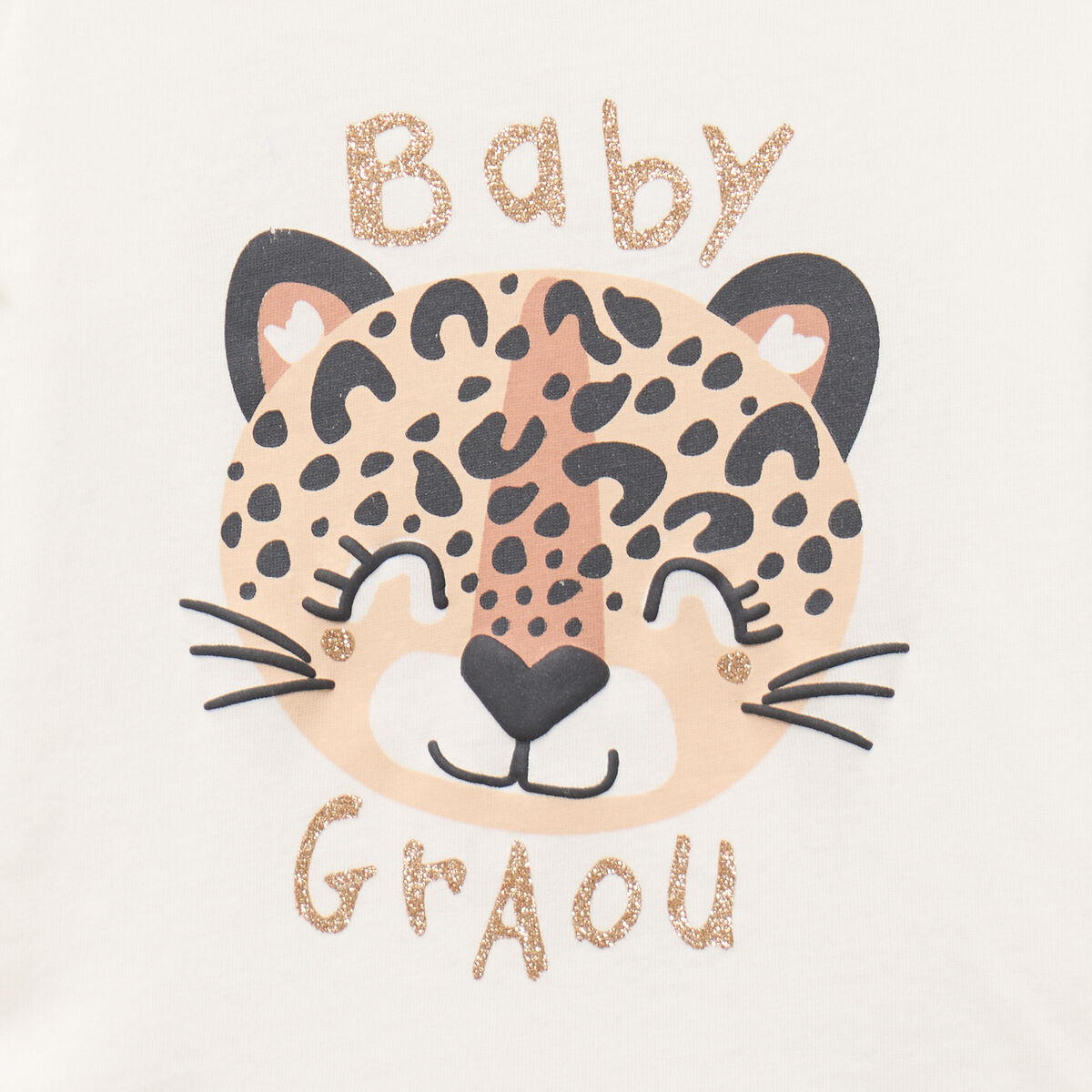 T-shirt manches longues col rond coton blanc b&eacute;b&eacute; fille
