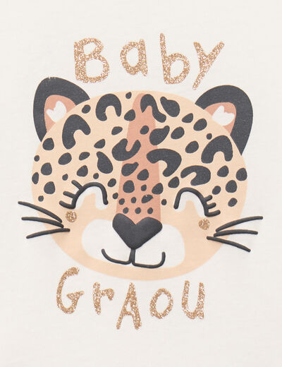 T-shirt manches longues col rond coton blanc b&eacute;b&eacute; fille
