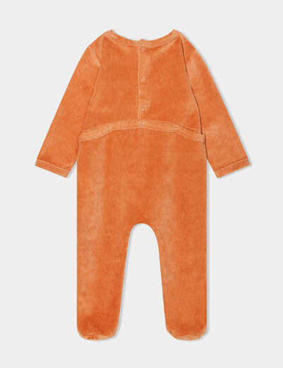 Dors-bien à col rond effet velours orange foncé bébé