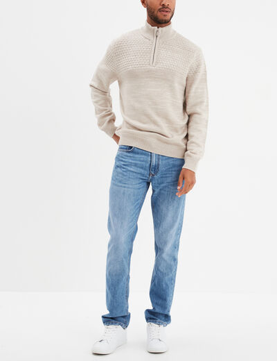 Pull col camionneur zippé Creeks gris clair homme