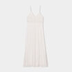 Robe longue évasée buste macramé blanc femme