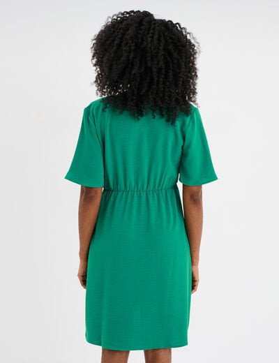 Robe courte effet portefeuille fluide vert femme