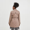 Trench mi-long ceinturé ajusté marron femme