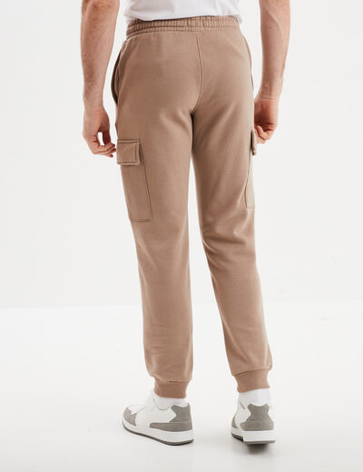 Pantalon jogging cargo poches latérales taupe homme