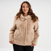 Manteau fausse fourrure col montant beige femme grande taille