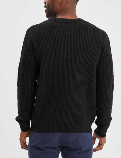 Pull col rond à manches longues noir homme