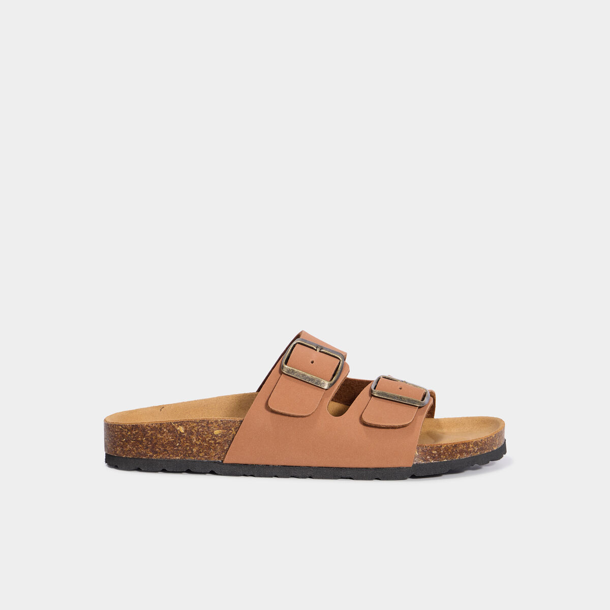 Mules avec doubles boucles marron femme