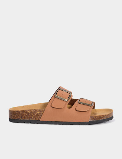 Mules avec doubles boucles marron femme