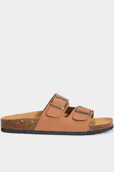 Mules avec doubles boucles marron femme