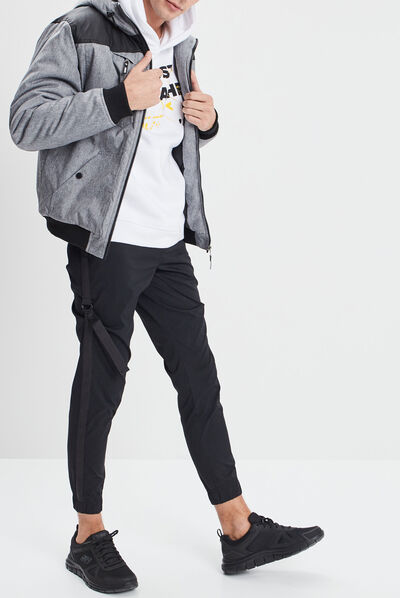Blouson droit à capuche gris homme