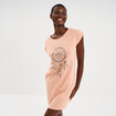 Chemise de nuit courte col rond rose clair femme