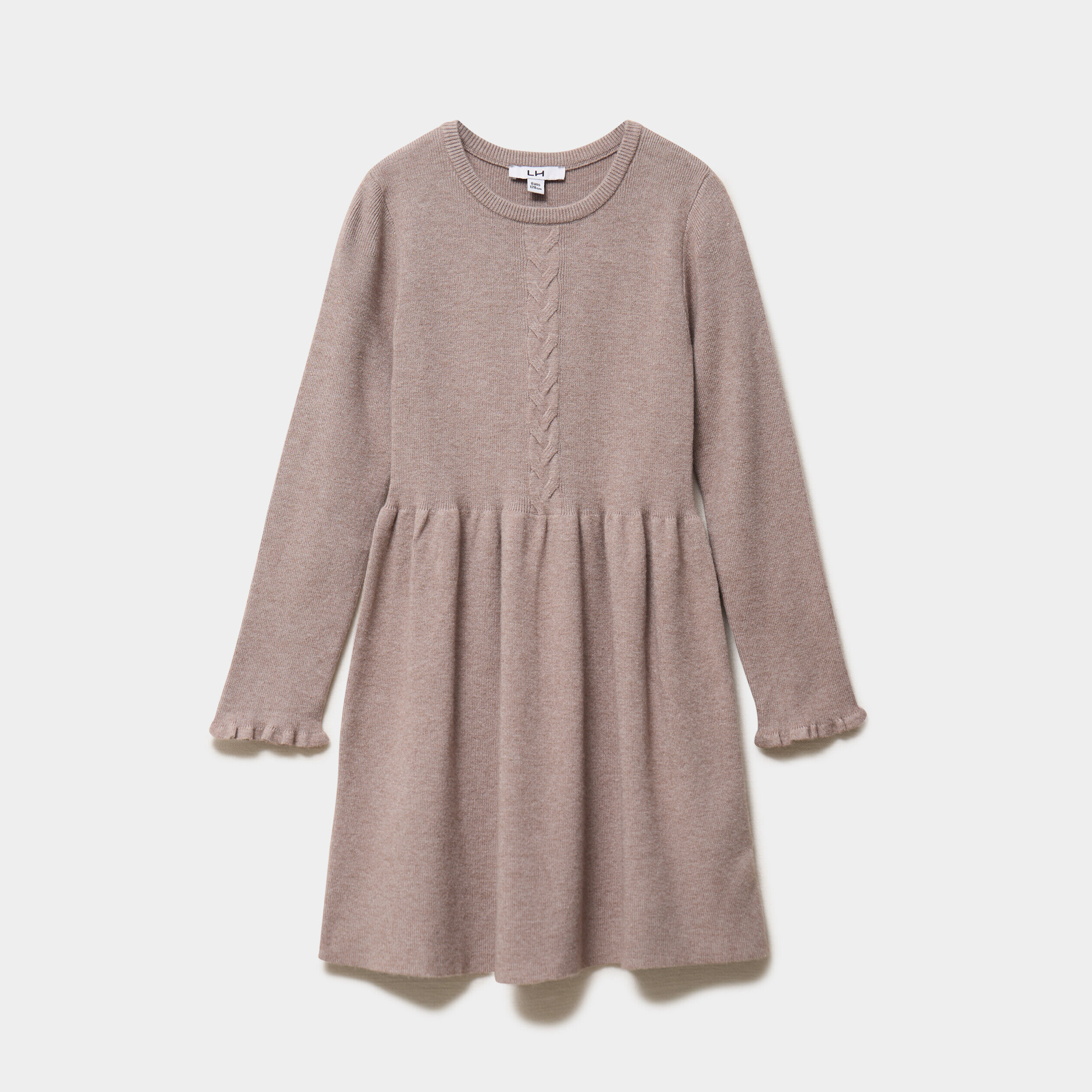 Robe tricot évasée manches longues taupe fille LH