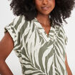 Blouse col en V manches courtes vert kaki femme