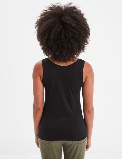 Débardeur bretelles larges coton noir femme
