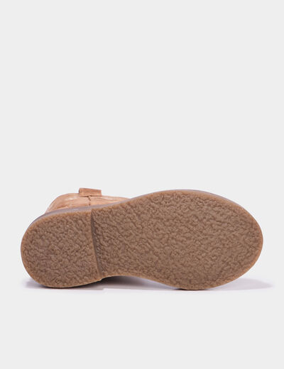 Boots brodées en cuir camel fille