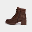 Boots &agrave; lacets et talons marron fonc&eacute; femme