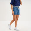Short mom en jean ceinture cordon denim stone femme