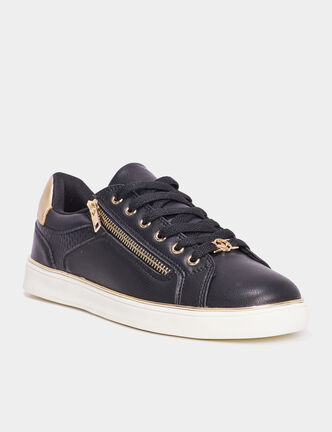 Tennis basses &agrave; lacets Mosquitos noir femme
