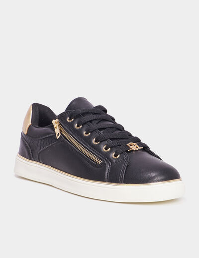 Tennis basses &agrave; lacets Mosquitos noir femme