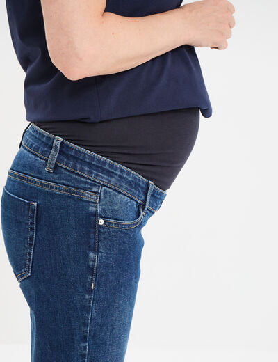Jeans grossesse droit avec bandeau denim stone femme maternité