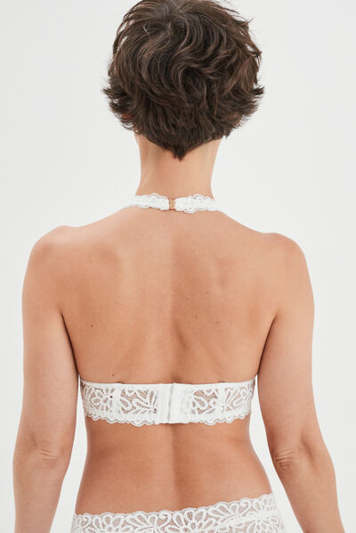 Soutien-gorge foulard dentelle mousseuse blanc femme