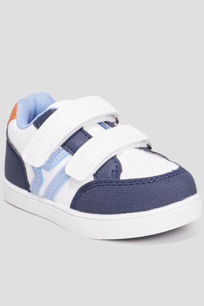 Tennis basses à scratchs Creeks Ticone blanc bébé garçon