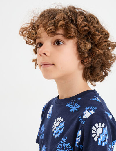 T-shirt manches courtes coton bleu pastel garçon