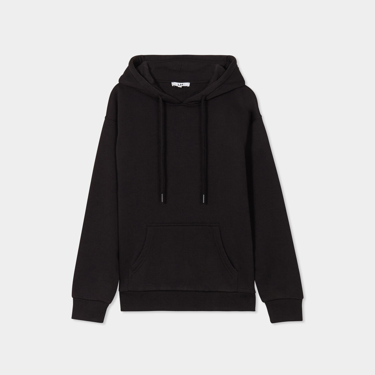 Sweat hoodie molleton à capuche noir femme